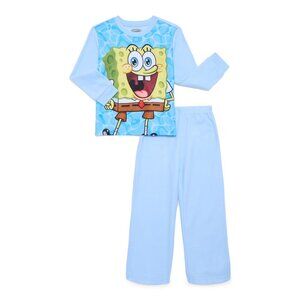 NEW SPONGEBOB SQUAREPANTS BOYS SIZE 10/12 FLANNEL PAJAMAS 2-PIECE SET NWT